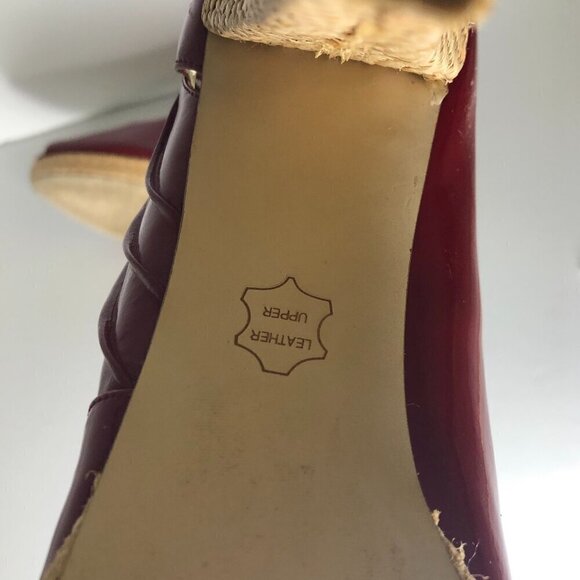 STEVE MADDEN Heels Women's Size US9 Red Tan Richh Leather Peep Toe Shoes - Picture 7 of 11